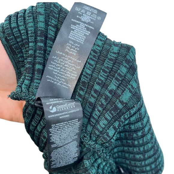Self‎ Portrait Crossover Ribbed Knit Crop Top Long Sleeve Green Black Size Small - Picture 12 of 12